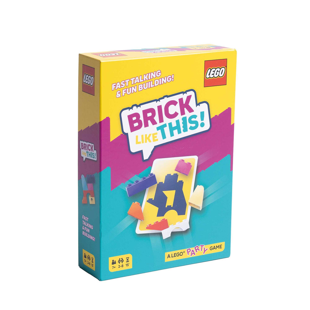 Brick Like This party game box, a fast building game where players race to finish challenges
