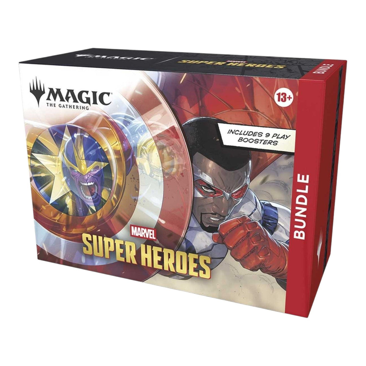 Magic: The Gathering Marvel Super Heroes Bundle sealed box close-up packaging detail