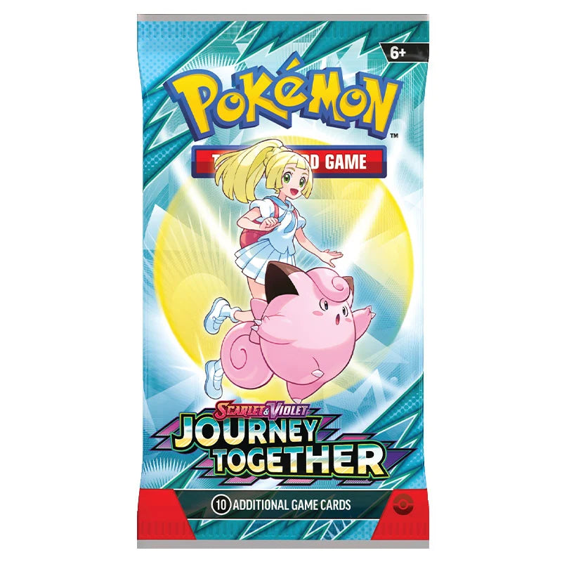 Sealed Pokémon TCG Journey Together booster pack showing Lillie and Clefairy on the front