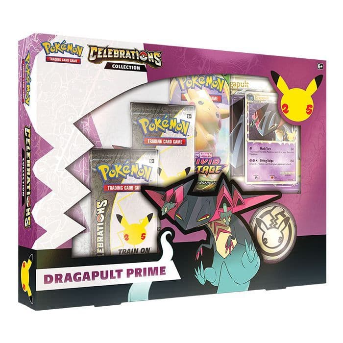 Pokémon TCG Celebrations Collector's Chest tin shown front-on in its sealed packaging