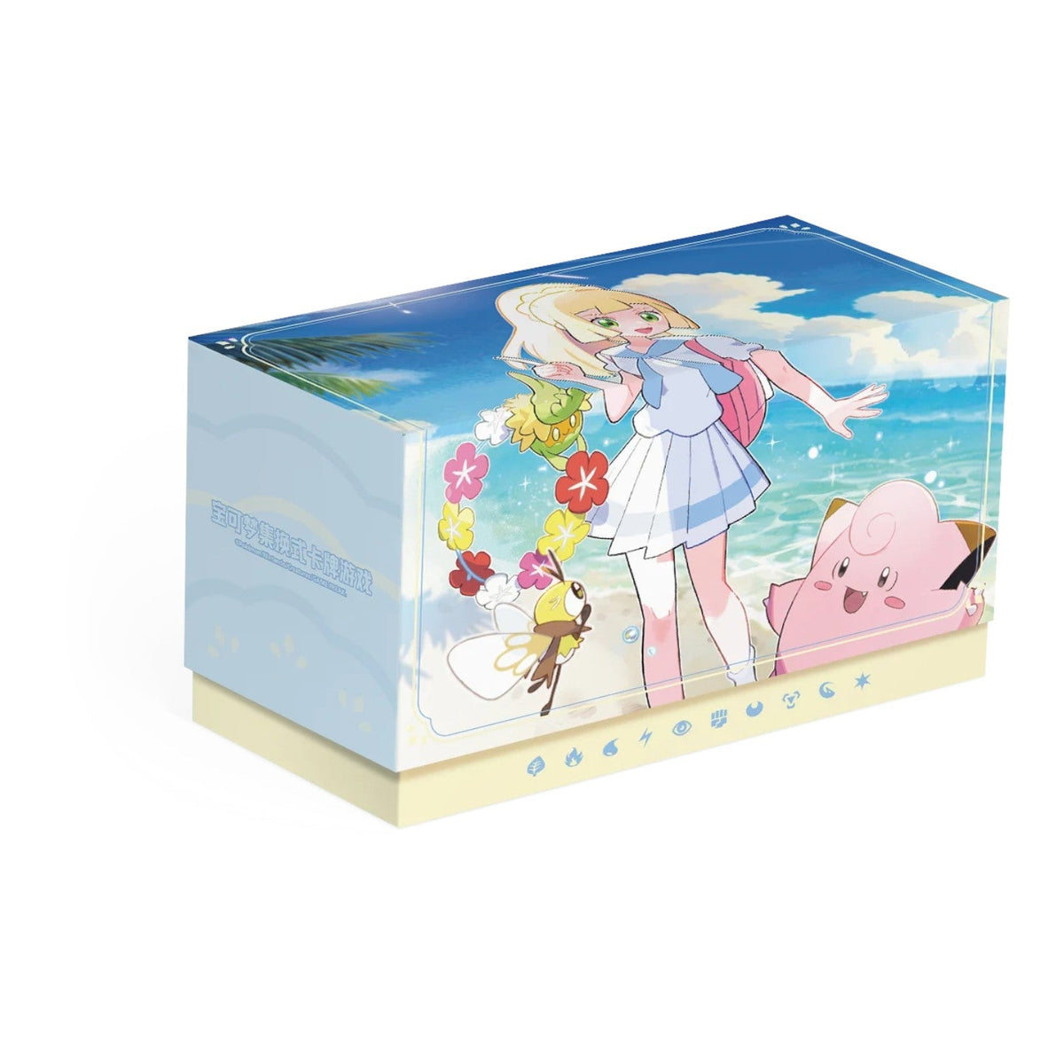 Pokémon TCG Lillie Battle Set gift box with Lillie and Clefairy in a beach-themed design