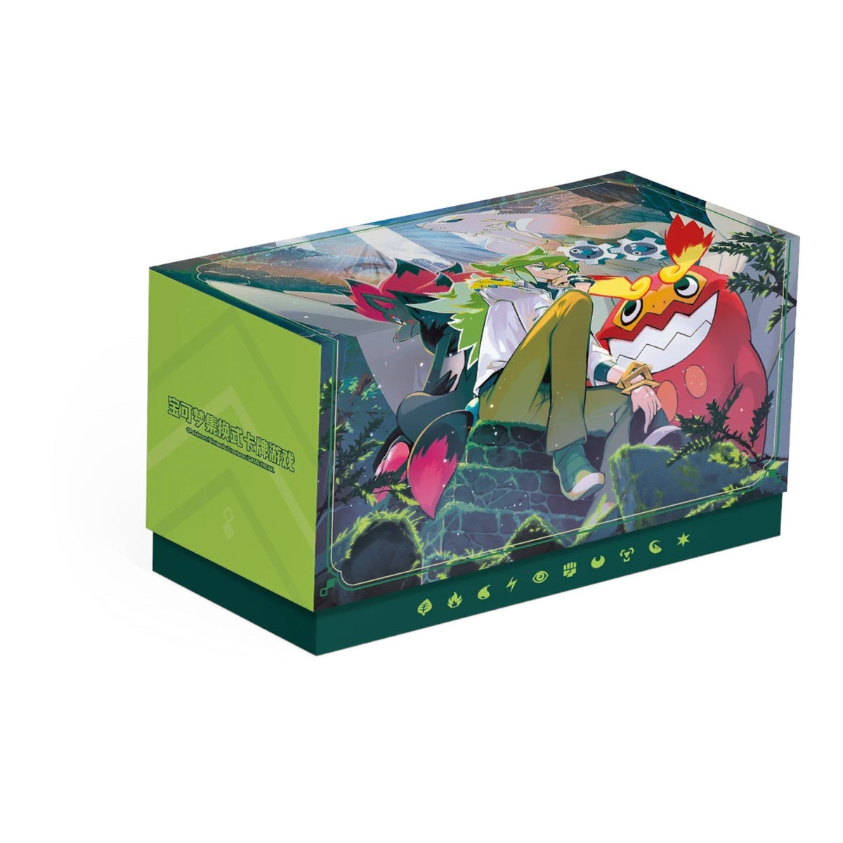 Pokémon TCG N Battle Set gift box in forest green with N, Zoroark and Darmanitan artwork