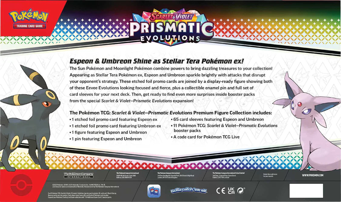 Prismatic Evolutions Premium Figure Collection sealed box shown from a further angle