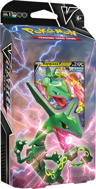 Pokémon V Battle Deck box featuring Rayquaza V, a ready-to-play deck for the Pokémon TCG
