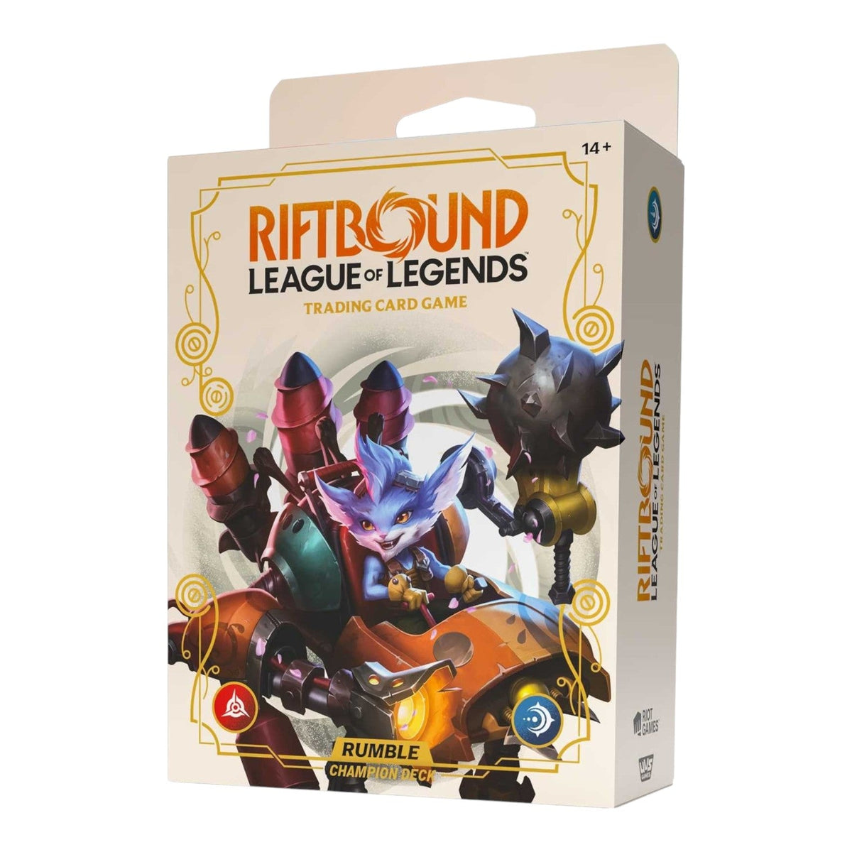 Riftbound Spiritforged Champion Deck Rumble box detail showing product and set branding