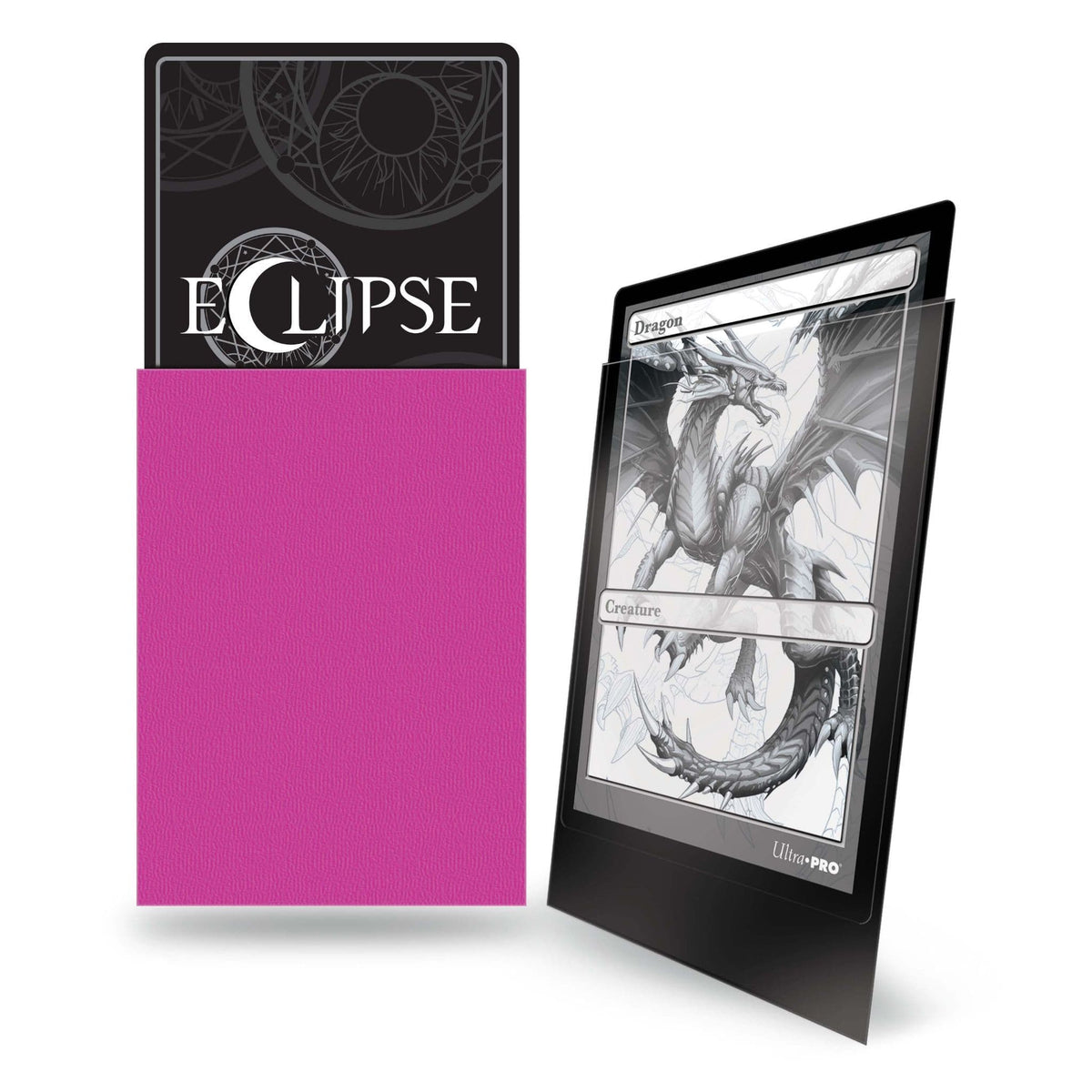 Rear of the Ultra PRO Eclipse Matte hot pink standard sleeves 100 pack showing details