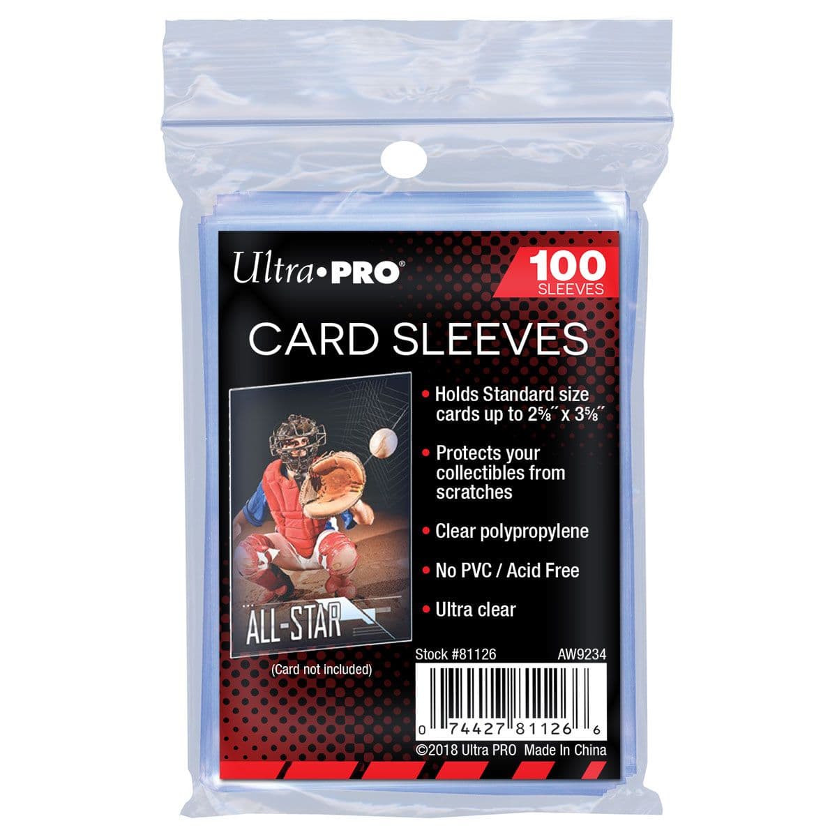 Ultra PRO Standard Soft Card penny sleeves for standard-size trading cards, pictured from an alternate angle
