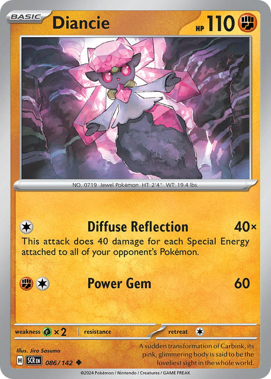 Diancie card number 086 from the Pokemon TCG Stellar Crown set, the card affected by the August 2026 errata