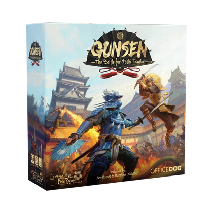 Gunsen Legend of the Five Rings board game box shown at a three quarter angle