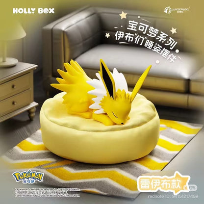 HOLLY BOX sleeping Jolteon figure on its cushion