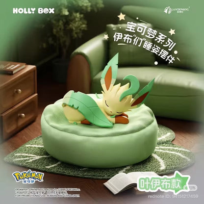 HOLLY BOX sleeping Leafeon figure on its cushion