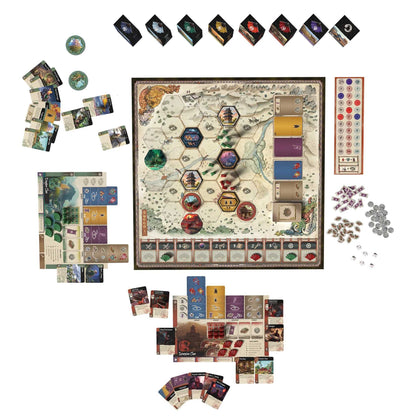 Gunsen main board showing the fortress of Toshi Ranbo and the surrounding clan territories