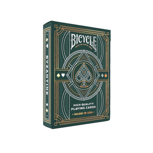 Bicycle Byzantine playing cards deck with ornate gilded tuck box artwork, shown front-on