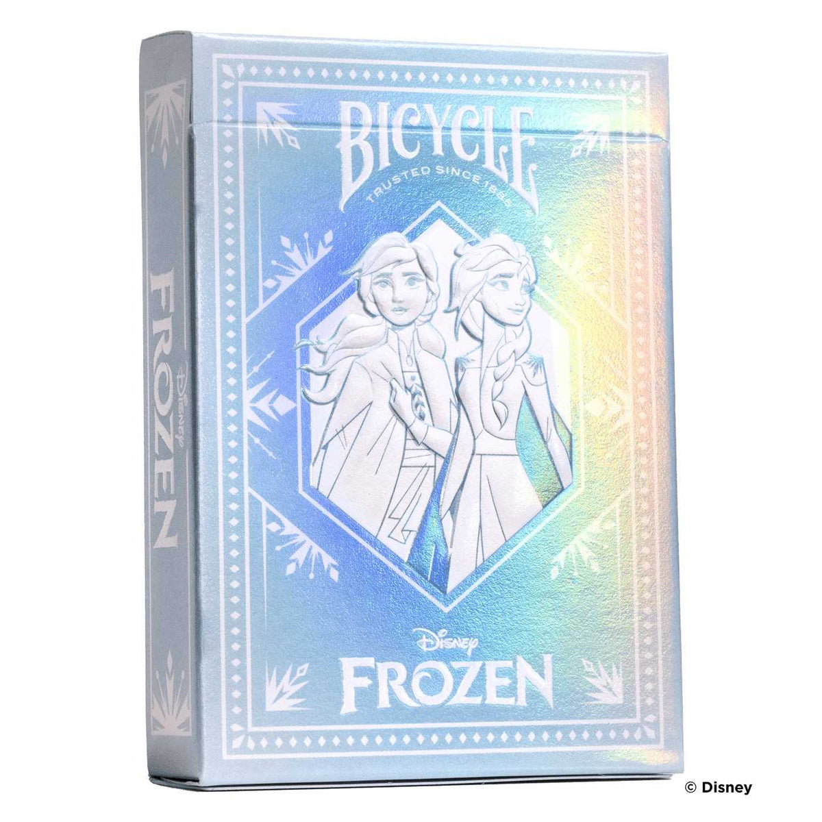 Bicycle Disney Frozen playing cards deck featuring Elsa, Anna and friends on the tuck box