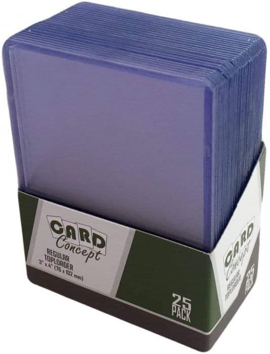 Card Concept toploaders, rigid 3 by 4 inch card holders, pack of 25 shown front-on