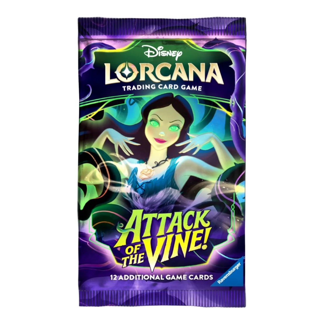 Disney Lorcana Attack of the Vine booster pack wrapper featuring Vanessa