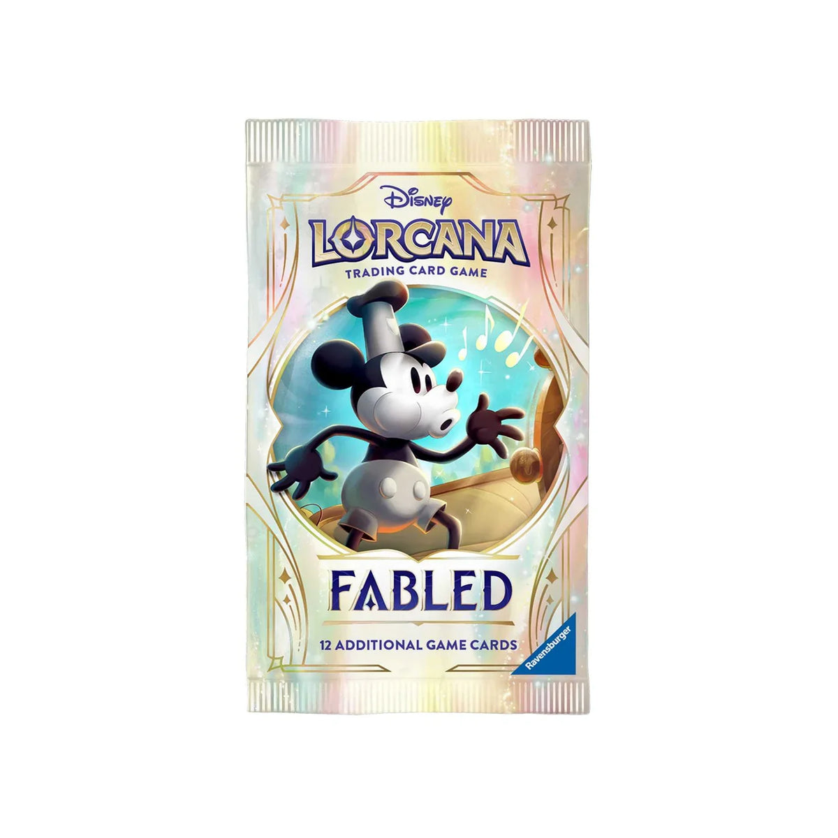 Disney Lorcana Fabled Set 9 booster pack, front-on view of the sealed pack