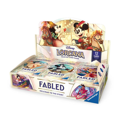 Disney Lorcana Fabled Set 9 Booster Box shown front-on with Fabled set artwork