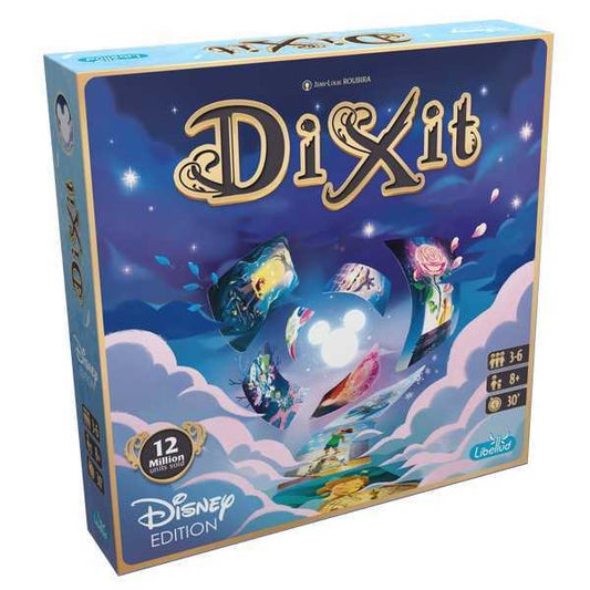 Dixit Disney board game box, a storytelling card game with Disney and Pixar artwork