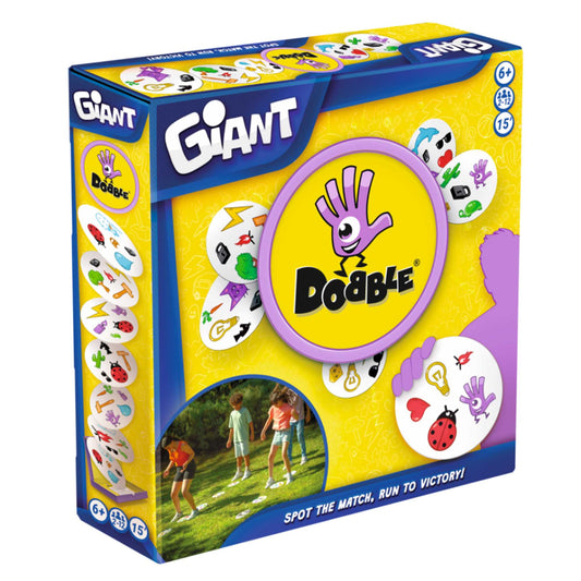 Dobble Giant party game box with extra-large cards, a fast matching game for families