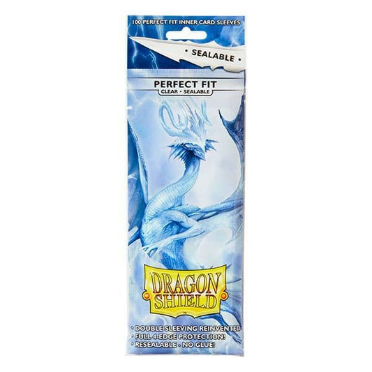Dragon Shield Perfect Fit sealable sleeves in clear, pack of 100, in retail packaging