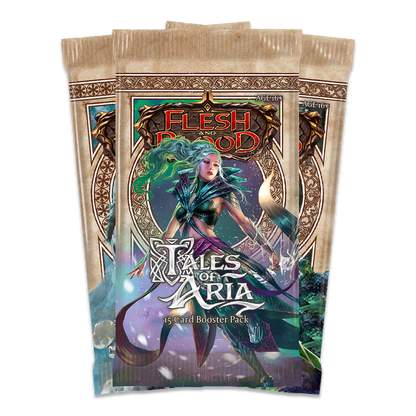 Flesh and Blood Tales of Aria 1st Edition booster packs shown together