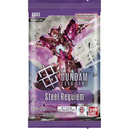 Gundam Card Game Steel Requiem GD03 sealed booster pack with mobile suit artwork