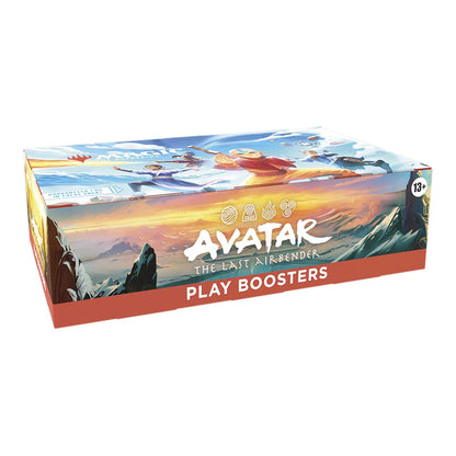 Magic: The Gathering Avatar: The Last Airbender play boosters shown beside the display box