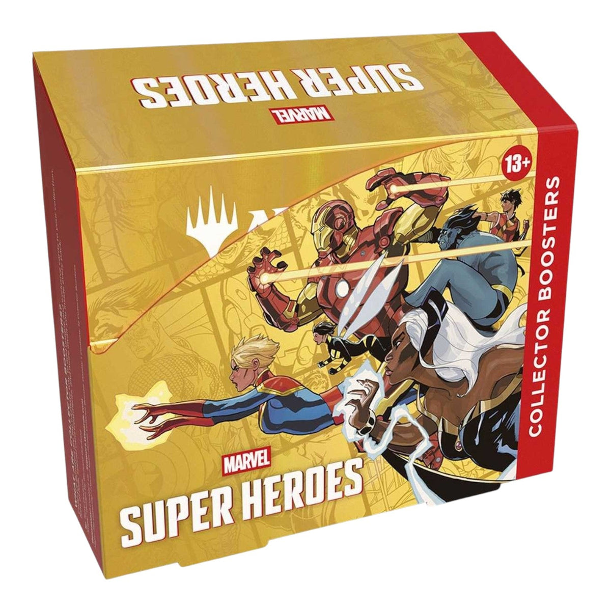 Back of the Magic: The Gathering Marvel Super Heroes Collector Booster Box with product details