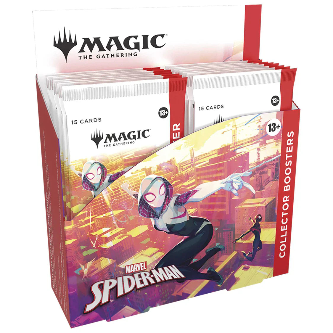 Magic: The Gathering Marvel's Spider-Man Collector Booster Box shown front-on and sealed