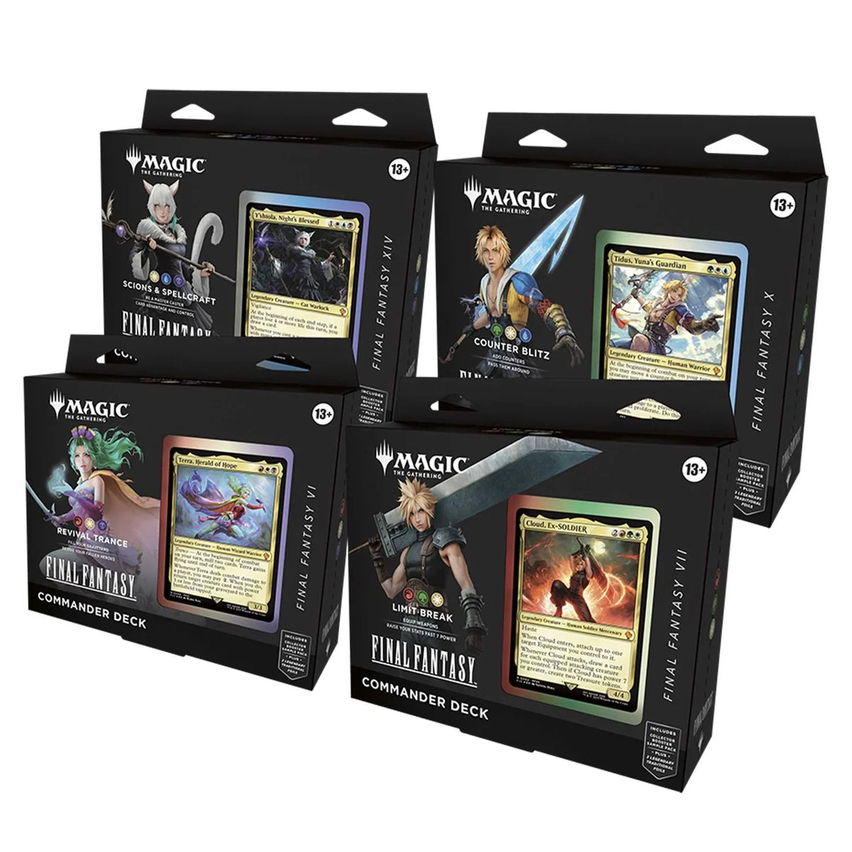 Magic: The Gathering Final Fantasy Commander Deck box, front of the sealed packaging