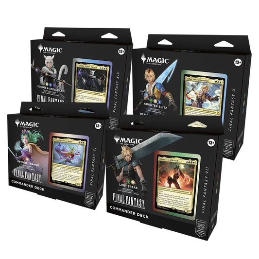 Magic: The Gathering Final Fantasy Commander Deck box, front of the sealed packaging