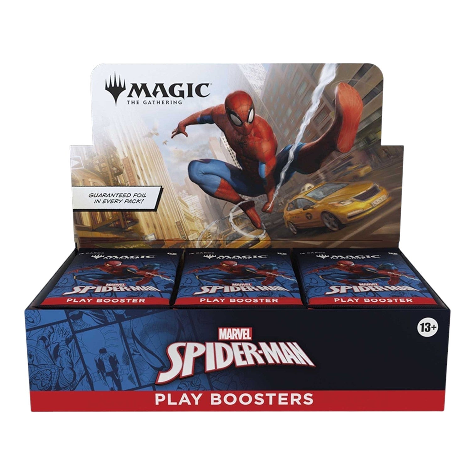 Reverse of the Magic: The Gathering Marvel's Spider-Man Play Booster pack showing product details