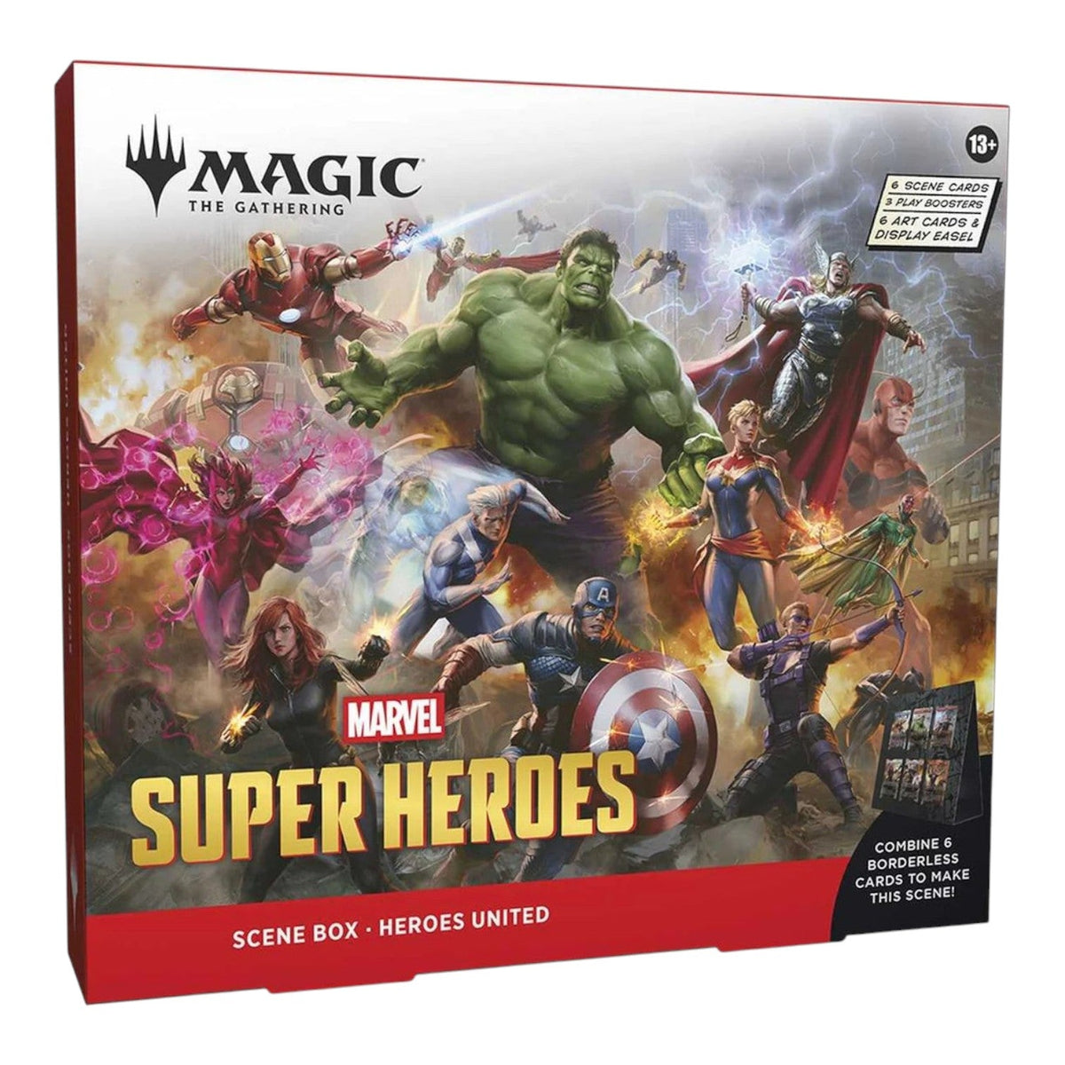 Magic: The Gathering Marvel Super Heroes Heroes United scene box with Avengers team artwork
