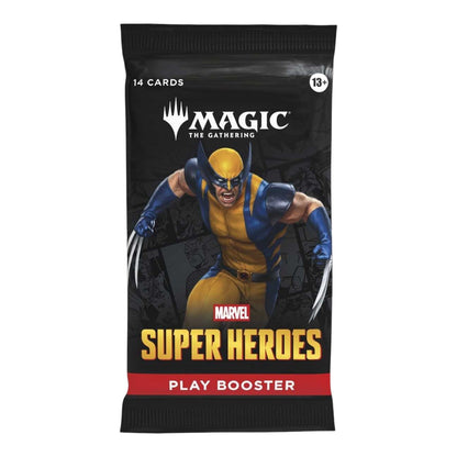 Example cards from the Magic: The Gathering Marvel Super Heroes Play Booster Box laid out