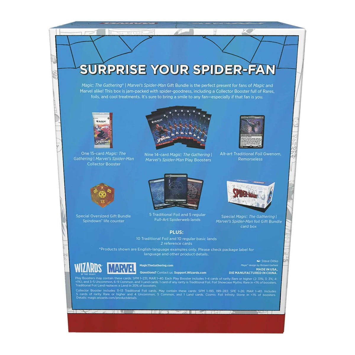 Magic: The Gathering Marvel's Spider-Man bundle with 30 basic land cards, 15 foil and 15 non-foil