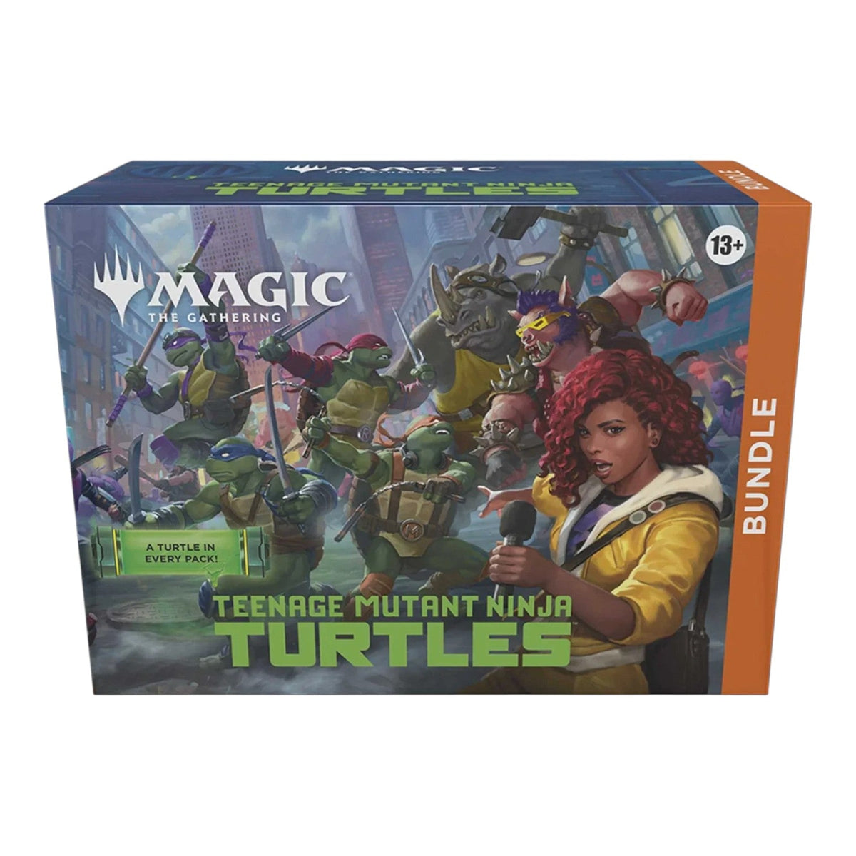 Magic: The Gathering Teenage Mutant Ninja Turtles bundle box with bright character artwork across the lid