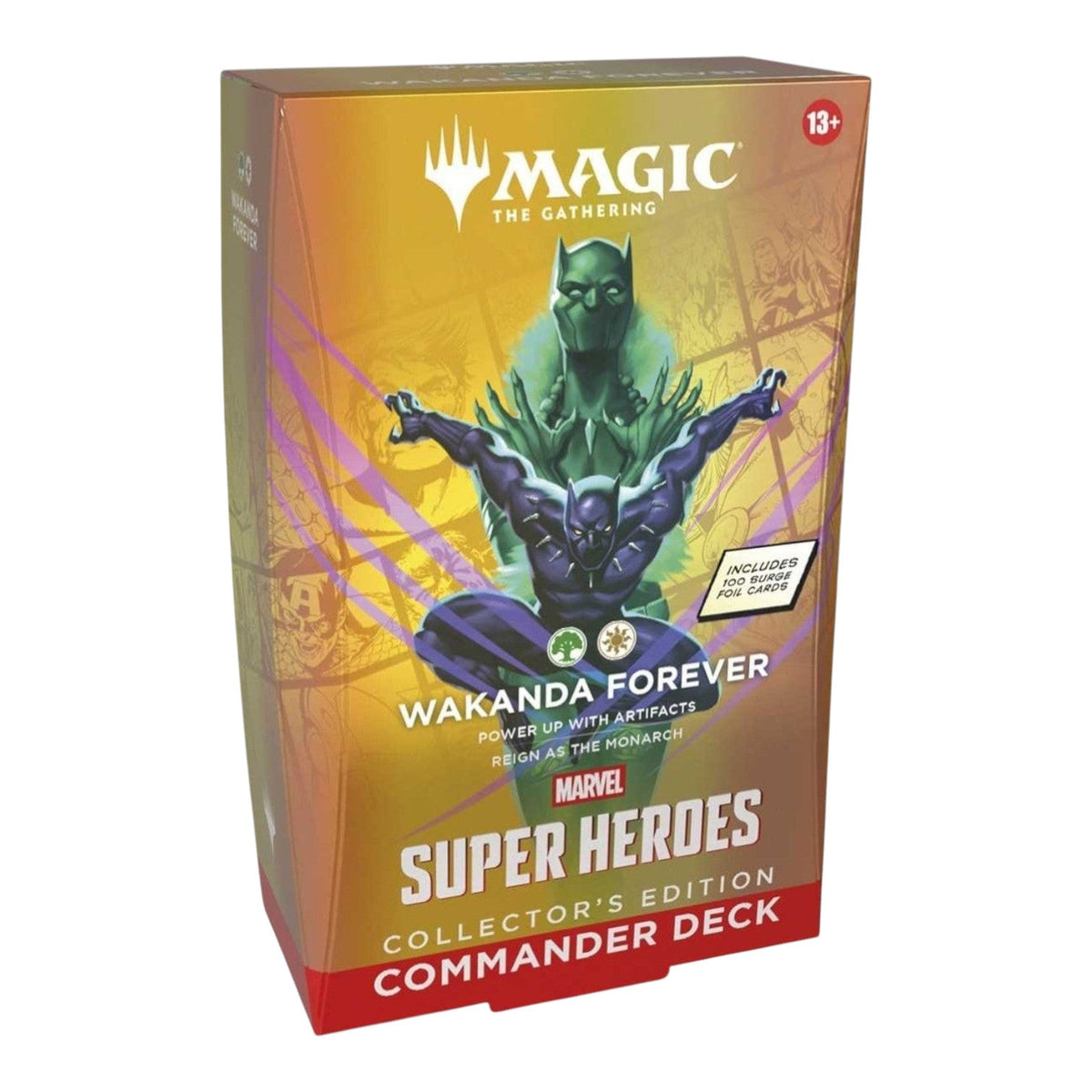 Marvel Super Heroes Collector Commander Deck for Magic: The Gathering, sealed EDH box, pictured from an alternate angle