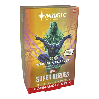 Marvel Super Heroes Collector Commander Deck for Magic: The Gathering, sealed EDH box, pictured from an alternate angle