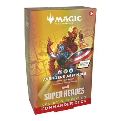 Marvel Super Heroes Collector Commander Deck for Magic: The Gathering, sealed EDH box, photographed in a further product view