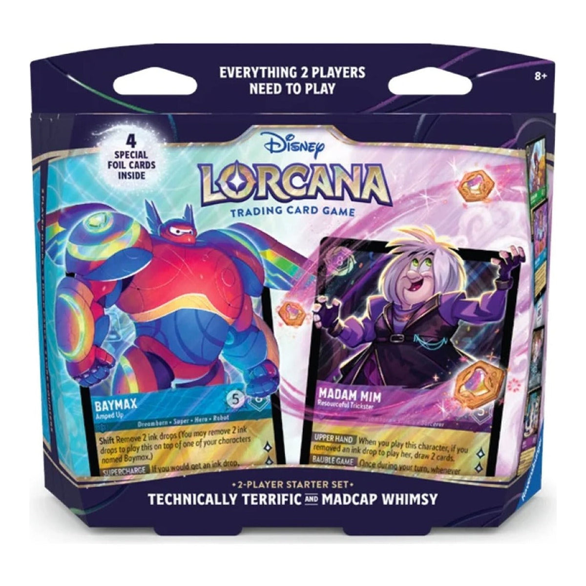 Lorcana Hyperia City two-player starter set with Baymax and Madam Mim on the box, sealed at Neo Cards & Collectables