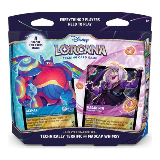 Lorcana Hyperia City two-player starter set with Baymax and Madam Mim on the box, sealed at Neo Cards & Collectables
