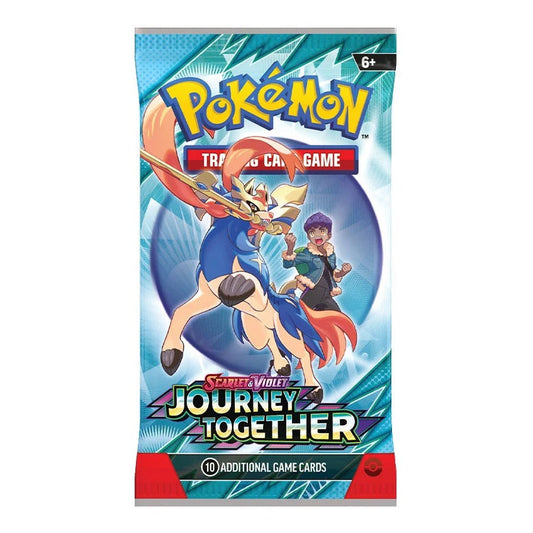 Sealed Pokémon TCG Journey Together booster pack showing Zacian and Hop on the front