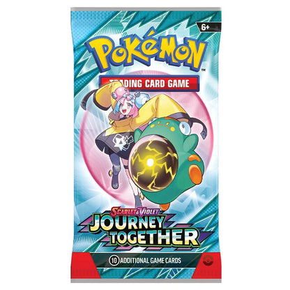 Sealed Pokémon TCG Journey Together booster pack showing Iono and Bellibolt on the front