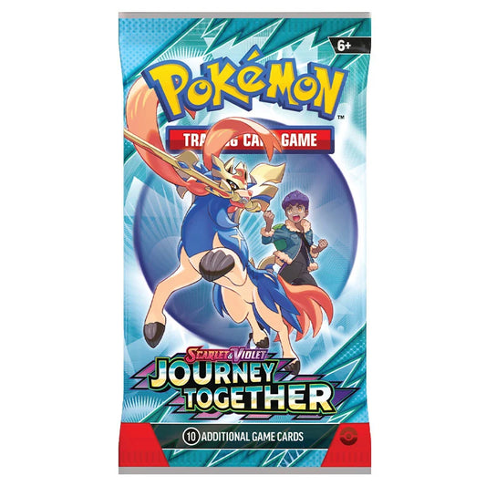 Sealed Pokémon TCG Journey Together booster pack showing Zacian and Hop on the front