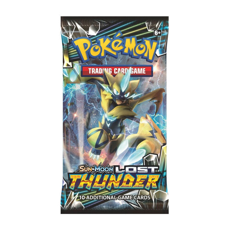 Lost Thunder booster pack with the Zeraora wrapper