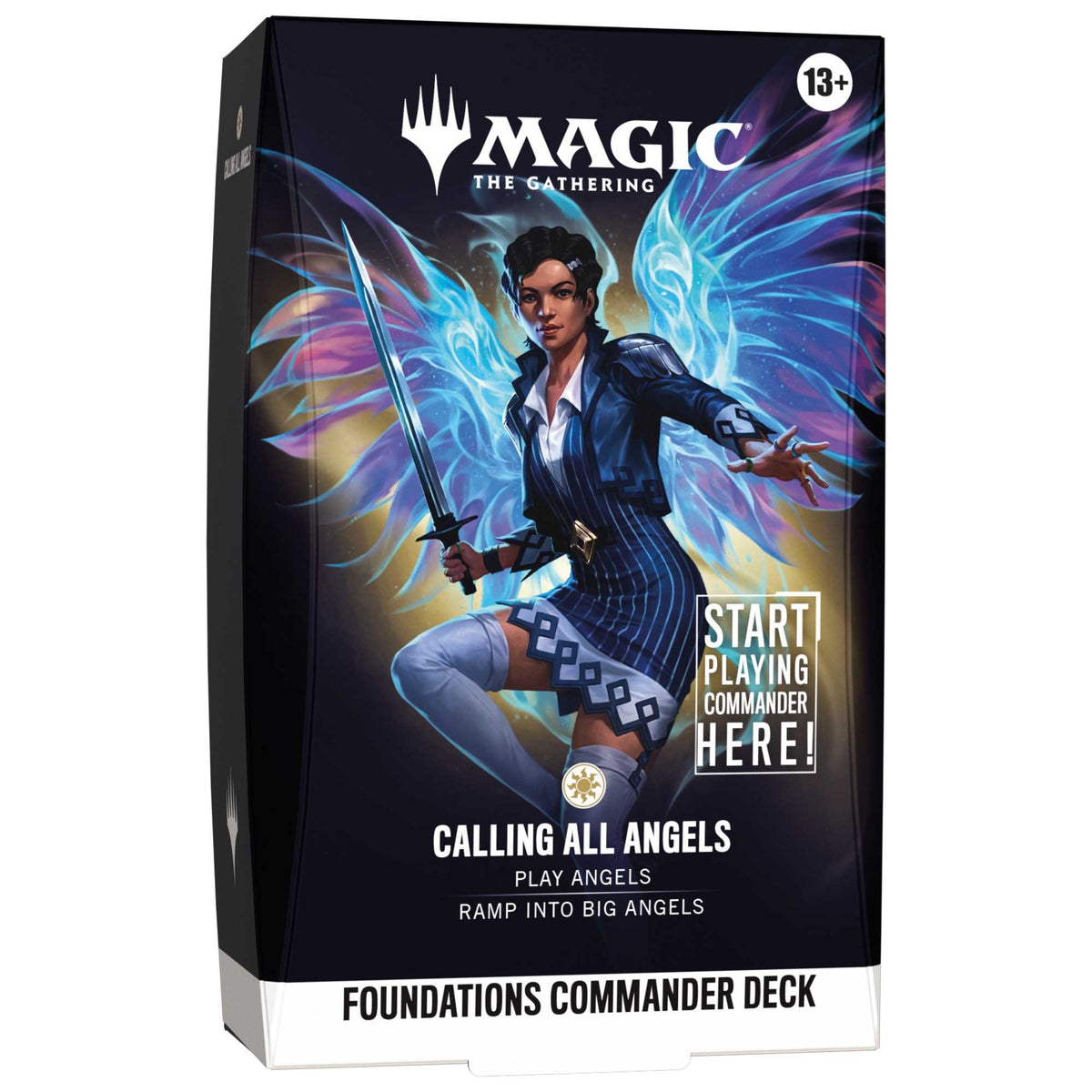 Calling All Angels Foundations Commander deck box, the mono-white Angel deck led by Giada