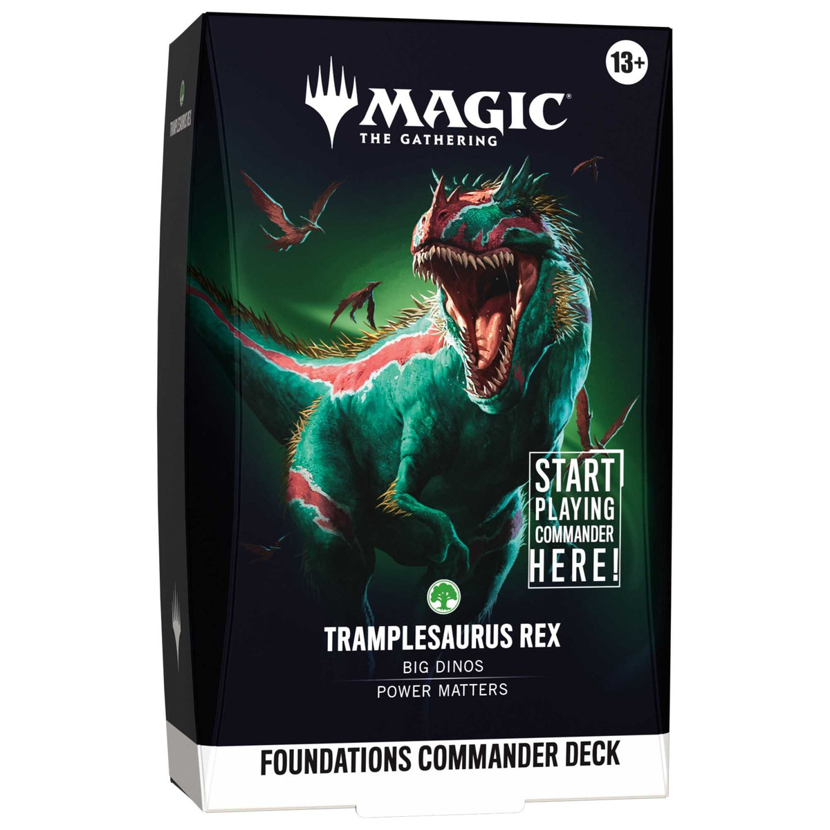 Tramplesaurus Rex Foundations Commander deck box, the mono-green creature deck led by Ghalta