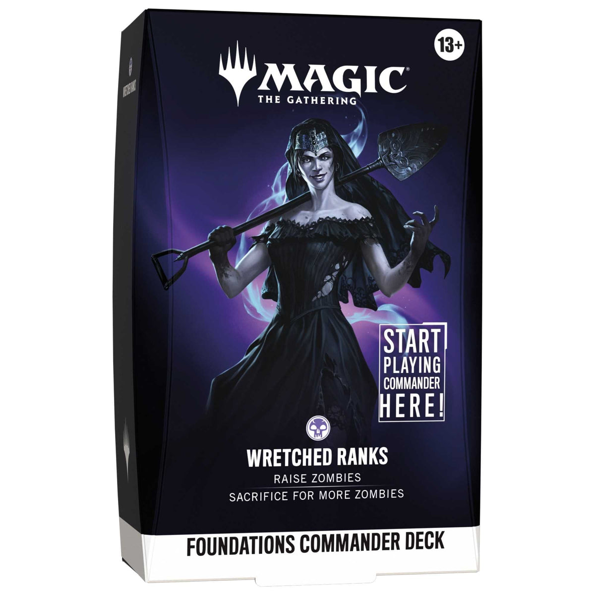Wretched Ranks Foundations Commander deck box, the mono-black Zombie deck led by Ghoulcaller Gisa