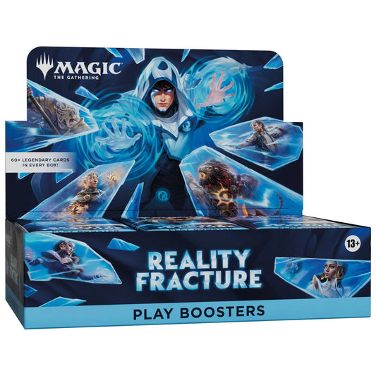 Sealed Reality Fracture Play Booster display box holding thirty Magic: The Gathering packs